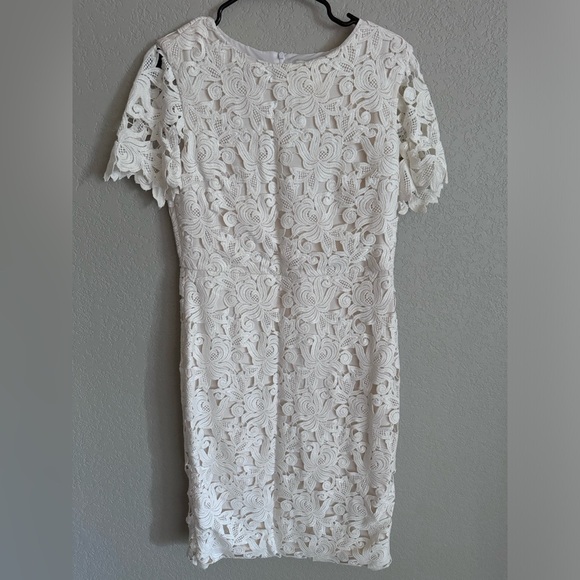 AG Phillips Andrea Phillips Floral Dress Guipure Lace Italian Silk Ivory Size 8 - Picture 3 of 16